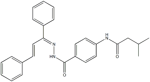 N-[4-({2-[(Z,2E)-1,3-diphenyl-2-propenylidene]hydrazino}carbonyl)phenyl]-3-methylbutanamide 结构式