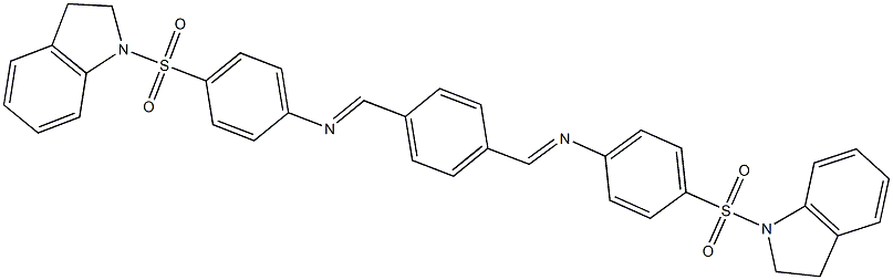 4-(2,3-dihydro-1H-indol-1-ylsulfonyl)-N-{(E)-[4-({[4-(2,3-dihydro-1H-indol-1-ylsulfonyl)phenyl]imino}methyl)phenyl]methylidene}aniline 结构式