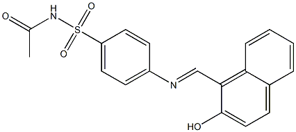 N-acetyl-4-{[(E)-(2-hydroxy-1-naphthyl)methylidene]amino}benzenesulfonamide 结构式