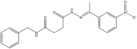 N-benzyl-4-{2-[(E)-1-(3-nitrophenyl)ethylidene]hydrazino}-4-oxobutanamide 结构式