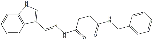 N-benzyl-4-{2-[(E)-1H-indol-3-ylmethylidene]hydrazino}-4-oxobutanamide 结构式