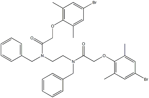 N-benzyl-N-(2-{benzyl[2-(4-bromo-2,6-dimethylphenoxy)acetyl]amino}ethyl)-2-(4-bromo-2,6-dimethylphenoxy)acetamide 结构式