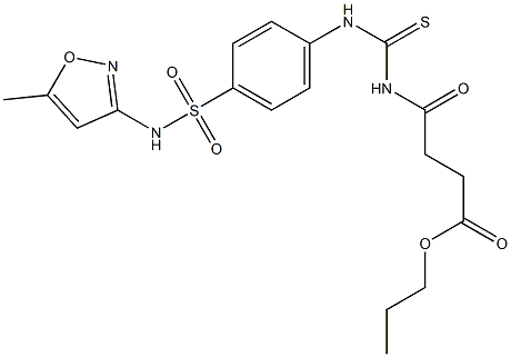 propyl 4-{[(4-{[(5-methyl-3-isoxazolyl)amino]sulfonyl}anilino)carbothioyl]amino}-4-oxobutanoate 结构式