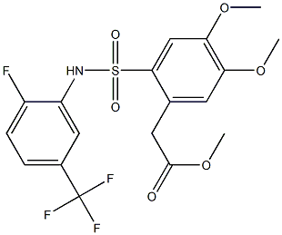 methyl 2-(2-{[2-fluoro-5-(trifluoromethyl)anilino]sulfonyl}-4,5-dimethoxyphenyl)acetate 结构式