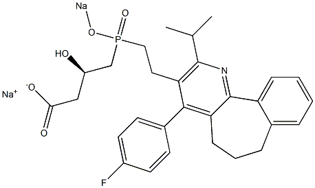 (3R)-4-[[2-[[4-(4-Fluorophenyl)-6,7-dihydro-2-isopropyl-5H-benzo[6,7]cyclohepta[1,2-b]pyridin]-3-yl]ethyl]sodiooxyphosphinyl]-3-hydroxybutyric acid sodium salt 结构式