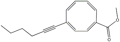 4-(1-Hexynyl)cycloocta-1,3,5,7-tetrene-1-carboxylic acid methyl ester 结构式