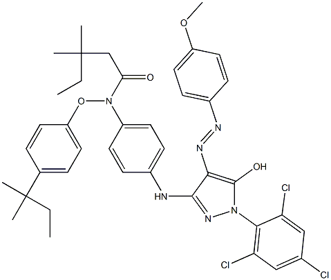 1-(2,4,6-Trichlorophenyl)-3-[4-(2,4-di-tert-pentylphenoxyacetylamino)anilino]-4-(p-methoxyphenylazo)-1H-pyrazol-5-ol 结构式
