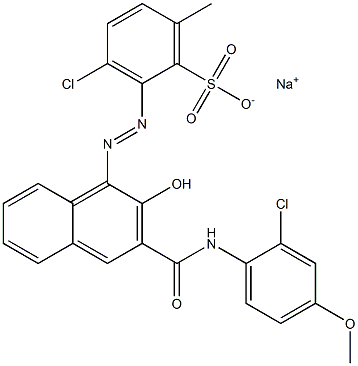 3-Chloro-6-methyl-2-[[3-[[(2-chloro-4-methoxyphenyl)amino]carbonyl]-2-hydroxy-1-naphtyl]azo]benzenesulfonic acid sodium salt 结构式