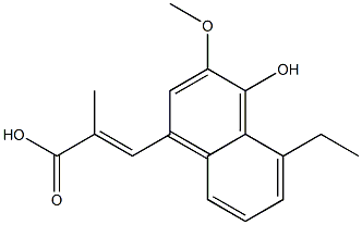 (E)-3-(4-Hydroxy-3-methoxy-5-ethyl-1-naphthalenyl)-2-methylacrylic acid 结构式