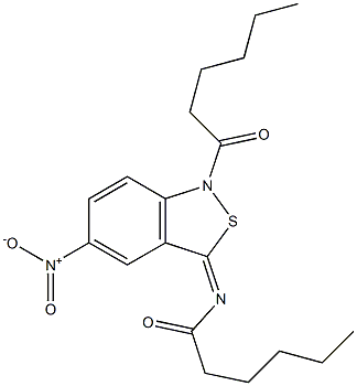 5-Nitro-1-hexanoyl-3(1H)-hexanoylimino-2,1-benzisothiazole 结构式