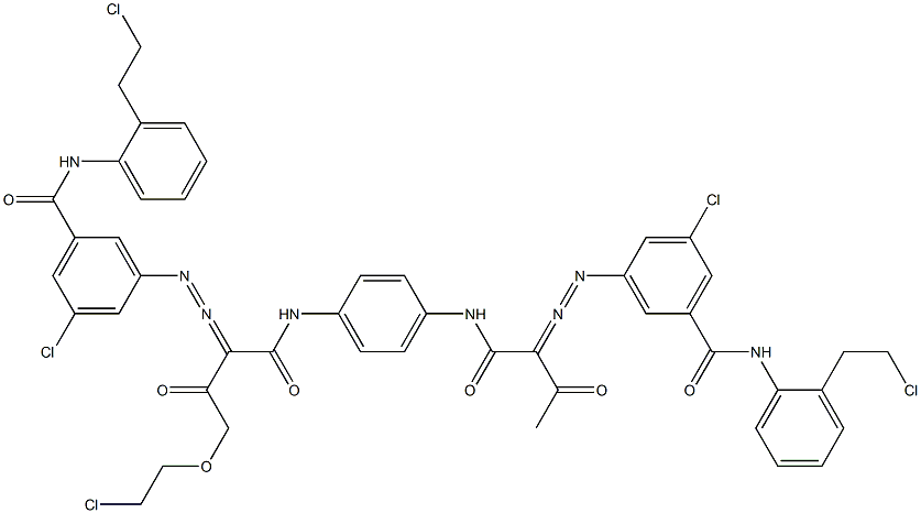 3,3'-[2-[(2-Chloroethyl)oxy]-1,4-phenylenebis[iminocarbonyl(acetylmethylene)azo]]bis[N-[2-(2-chloroethyl)phenyl]-5-chlorobenzamide] 结构式