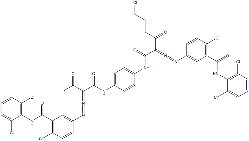 3,3'-[2-(2-Chloroethyl)-1,4-phenylenebis[iminocarbonyl(acetylmethylene)azo]]bis[N-(2,6-dichlorophenyl)-6-chlorobenzamide] 结构式