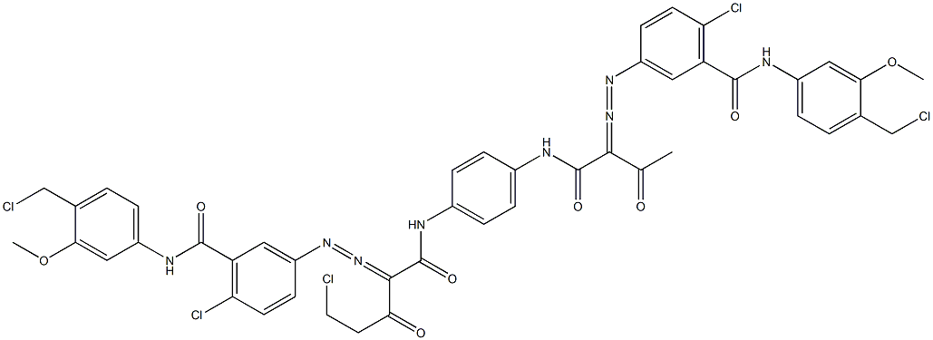 3,3'-[2-(Chloromethyl)-1,4-phenylenebis[iminocarbonyl(acetylmethylene)azo]]bis[N-[4-(chloromethyl)-3-methoxyphenyl]-6-chlorobenzamide] 结构式