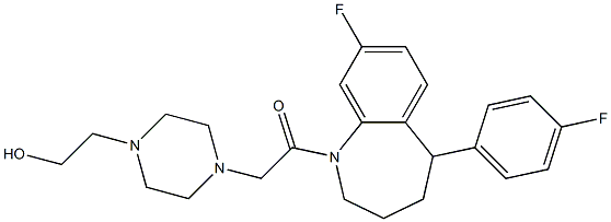 2,3,4,5-Tetrahydro-8-fluoro-5-(4-fluorophenyl)-1-[[4-(2-hydroxyethyl)-1-piperazinyl]acetyl]-1H-1-benzazepine 结构式