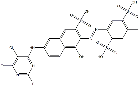 1-Hydroxy-2-(2,5-disulfo-4-methylphenylazo)-6-(5-chloro-2,6-difluoropyrimidin-4-yl)amino-3-naphthalenesulfonic acid 结构式