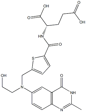 (S)-2-[5-[[N-[(3,4-Dihydro-2-methyl-4-oxoquinazolin)-6-yl]-N-(2-hydroxyethyl)amino]methyl]-2-thienylcarbonylamino]glutaric acid 结构式