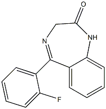 1,3-Dihydro-5-(2-fluorophenyl)-2H-1,4-benzodiazepin-2-one 结构式