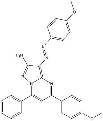 2-Amino-3-(4-methoxyphenylazo)-5-(4-methoxyphenyl)-7-phenylpyrazolo[1,5-a]pyrimidine 结构式