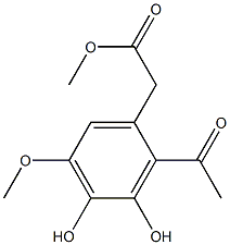 2-Acetyl-3,4-dihydroxy-5-methoxyphenylacetic acid methyl ester 结构式