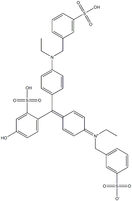 N-Ethyl-N-[4-[[4-[ethyl[(3-sulfophenyl)methyl]amino]phenyl](4-hydroxy-2-sulfophenyl)methylene]-2,5-cyclohexadien-1-ylidene]-3-sulfonatobenzenemethanaminium 结构式