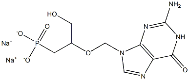 2-[[(2-Amino-1,9-dihydro-6-oxo-6H-purin)-9-yl]methoxy]-3-hydroxypropylphosphonic acid disodium salt 结构式