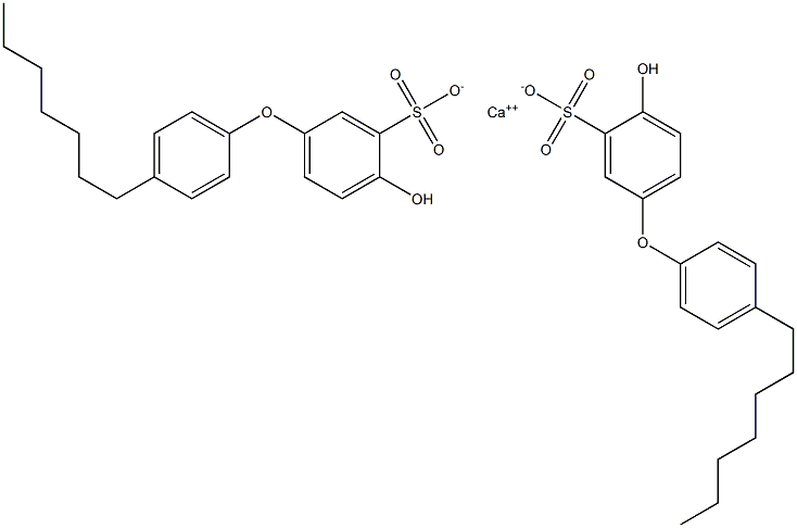 Bis(4-hydroxy-4'-heptyl[oxybisbenzene]-3-sulfonic acid)calcium salt 结构式