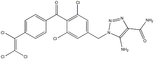 5-Amino-1-[3,5-dichloro-4-[4-(trichloroethenyl)benzoyl]benzyl]-1H-1,2,3-triazole-4-carboxamide 结构式