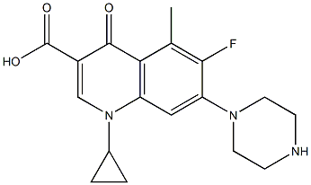 1-Cyclopropyl-6-fluoro-1,4-dihydro-5-methyl-4-oxo-7-(1-piperazinyl)quinoline-3-carboxylic acid 结构式