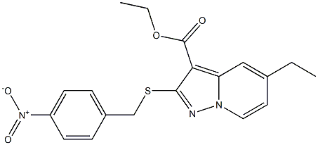 2-[[(4-Nitrophenyl)methyl]thio]-5-ethylpyrazolo[1,5-a]pyridine-3-carboxylic acid ethyl ester 结构式
