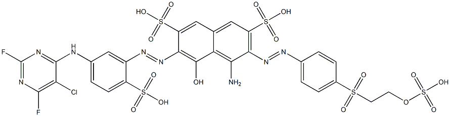 4-Amino-6-[[5-[(5-chloro-2,6-difluoro-4-pyrimidinyl)amino]-2-sulfophenyl]azo]-5-hydroxy-3-[[4-[[2-(sulfooxy)ethyl]sulfonyl]phenyl]azo]-2,7-naphthalenedisulfonic acid 结构式