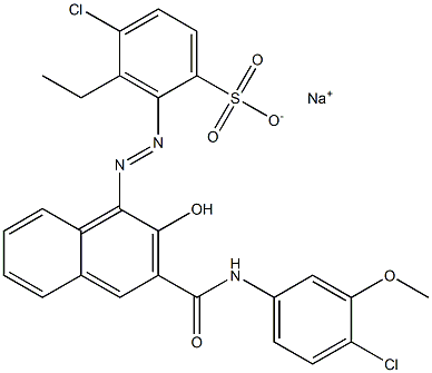 4-Chloro-3-ethyl-2-[[3-[[(4-chloro-3-methoxyphenyl)amino]carbonyl]-2-hydroxy-1-naphtyl]azo]benzenesulfonic acid sodium salt 结构式