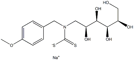 N-(4-Methoxybenzyl)-N-(1-deoxy-D-glucitol-1-yl)dithiocarbamic acid sodium salt 结构式