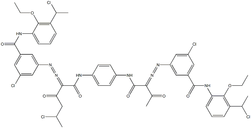 3,3'-[2-(1-Chloroethyl)-1,4-phenylenebis[iminocarbonyl(acetylmethylene)azo]]bis[N-[3-(1-chloroethyl)-2-ethoxyphenyl]-5-chlorobenzamide] 结构式