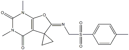 1,3-Dimethyl-6-(tosylmethylimino)spiro[furo[2,3-d]pyrimidine-5(6H),1'-cyclopropane]-2,4(1H,3H)-dione 结构式