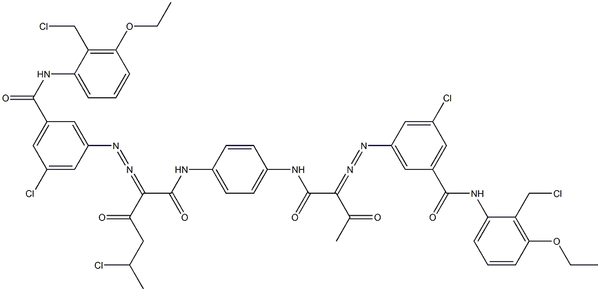 3,3'-[2-(1-Chloroethyl)-1,4-phenylenebis[iminocarbonyl(acetylmethylene)azo]]bis[N-[2-(chloromethyl)-3-ethoxyphenyl]-5-chlorobenzamide] 结构式