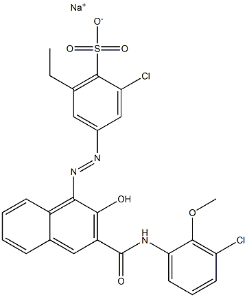 2-Chloro-6-ethyl-4-[[3-[[(3-chloro-2-methoxyphenyl)amino]carbonyl]-2-hydroxy-1-naphtyl]azo]benzenesulfonic acid sodium salt 结构式