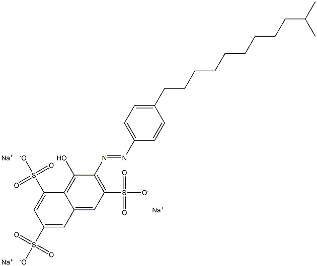 4-Hydroxy-3-[p-(10-methylundecyl)phenylazo]-2,5,7-naphthalenetrisulfonic acid trisodium salt 结构式