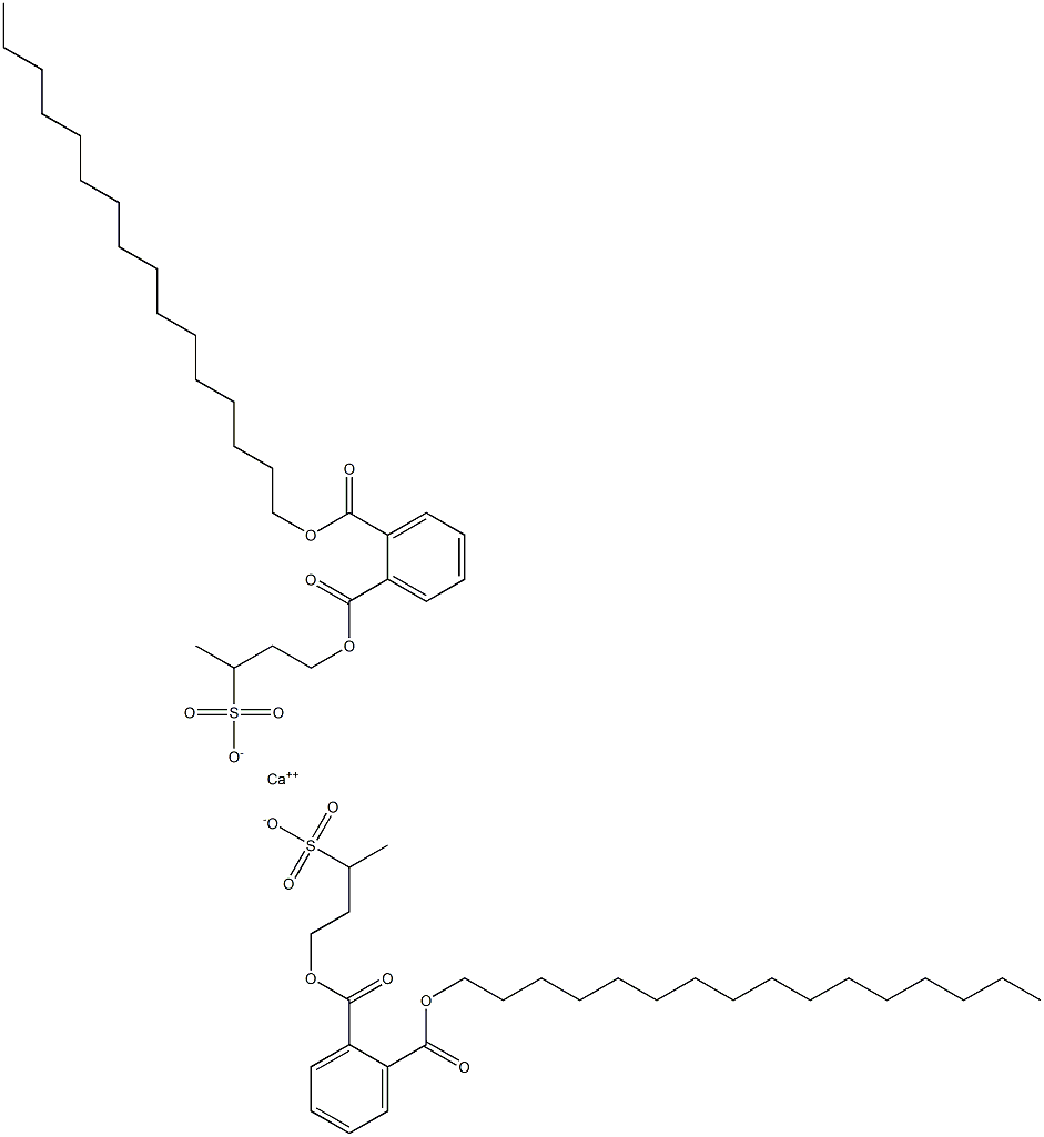 Bis[4-[(2-hexadecyloxycarbonylphenyl)carbonyloxy]butane-2-sulfonic acid]calcium salt 结构式