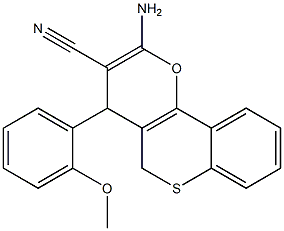 2-Amino-4-[2-methoxyphenyl]-4H,5H-[1]benzothiopyrano[4,3-b]pyran-3-carbonitrile 结构式