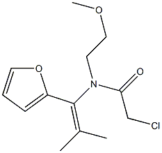 N-[1-(2-Furyl)-2-methyl-1-propenyl]-N-[2-methoxyethyl]-2-chloroacetamide 结构式