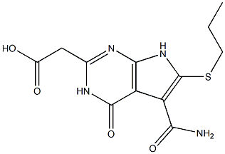 2-(Carboxymethyl)-6-(propylthio)-4-oxo-3,4-dihydro-7H-pyrrolo[2,3-d]pyrimidine-5-carboxamide 结构式