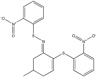 5-Methyl-1-(2-nitrophenylthioimino)-2-(2-nitrophenylthio)-2-cyclohexene 结构式