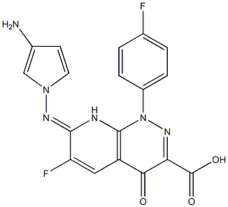 6-Fluoro-1-(4-fluorophenyl)-7-(3-aminopyrrolizino)-1,4-dihydro-4-oxopyrido[2,3-c]pyridazine-3-carboxylic acid 结构式