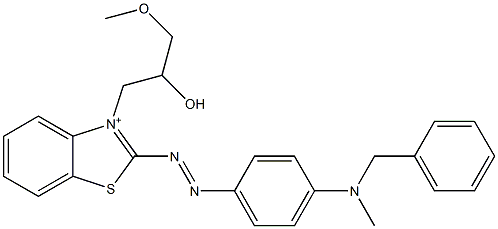 2-[4-(N-Methyl-N-benzylamino)phenylazo]-3-(3-methoxy-2-hydroxypropyl)benzothiazol-3-ium 结构式