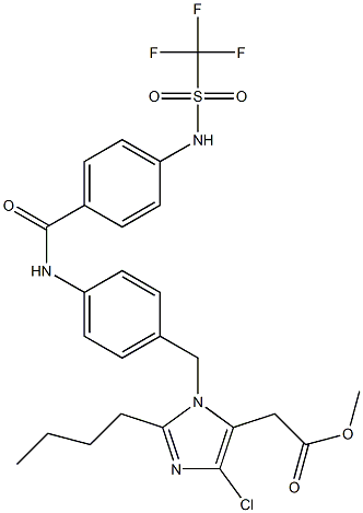 2-Butyl-4-chloro-1-[4-[4-(trifluoromethylsulfonylamino)benzoylamino]benzyl]-1H-imidazole-5-acetic acid methyl ester 结构式