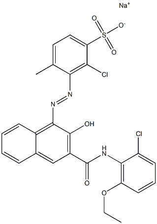 2-Chloro-4-methyl-3-[[3-[[(2-chloro-6-ethoxyphenyl)amino]carbonyl]-2-hydroxy-1-naphtyl]azo]benzenesulfonic acid sodium salt 结构式