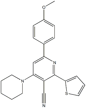 2-(2-Thienyl)-4-piperidino-6-(4-methoxyphenyl)pyridine-3-carbonitrile 结构式