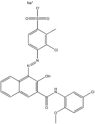 3-Chloro-2-methyl-4-[[3-[[(3-chloro-6-methoxyphenyl)amino]carbonyl]-2-hydroxy-1-naphtyl]azo]benzenesulfonic acid sodium salt 结构式