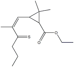 3,3-Dimethyl-2-(2-propylthiocarbonyl-1-propenyl)cyclopropanecarboxylic acid ethyl ester 结构式