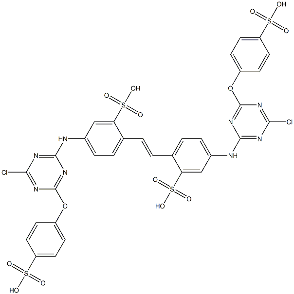 4,4'-Bis[4-chloro-6-(p-sulfophenyloxy)-1,3,5-triazin-2-ylamino]-2,2'-stilbenedisulfonic acid 结构式